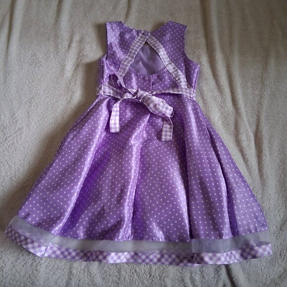 Jona Michelle Girl's Size 8 Lilac Polka Dot Formal Spring Dress - Picture 5 of 9